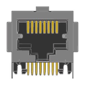MR-964801, (8P8C) RJ45, Side Entry, Panel Grounds, Modular PCB Jack