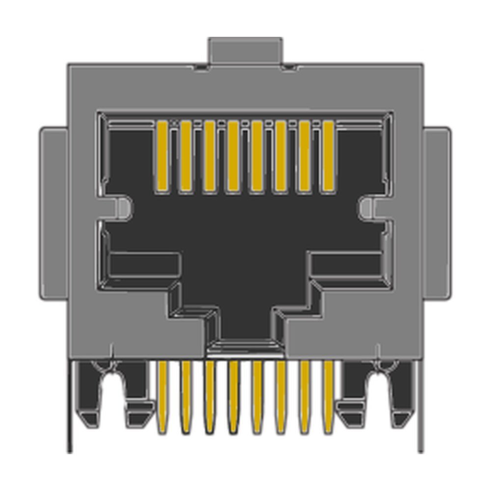 MR-964801, (8P8C) RJ45, Side Entry, Panel Grounds, Modular PCB Jack