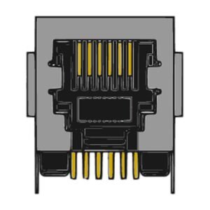 MR-965901, (6P6C) 6 Position, DIP, Shielded, Low Profile,Side Entry,Modular PCB Jack