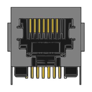 MR-965902, (8P8C) RJ45, DIP, Shielded, Low Profile, Side Entry Modular PCB Jack