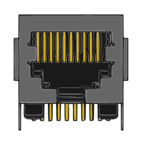 MR-965903 (10P10C) 10 Position, DIP, Shielded Low Profile, Side Entry, Modular PCB Jack