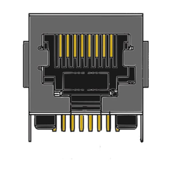 MR-966101 (8P8C) RJ45, DIP, Shielded, Low Profile, Side Entry, Modular PCB Jack, Keyed, Panel Ground