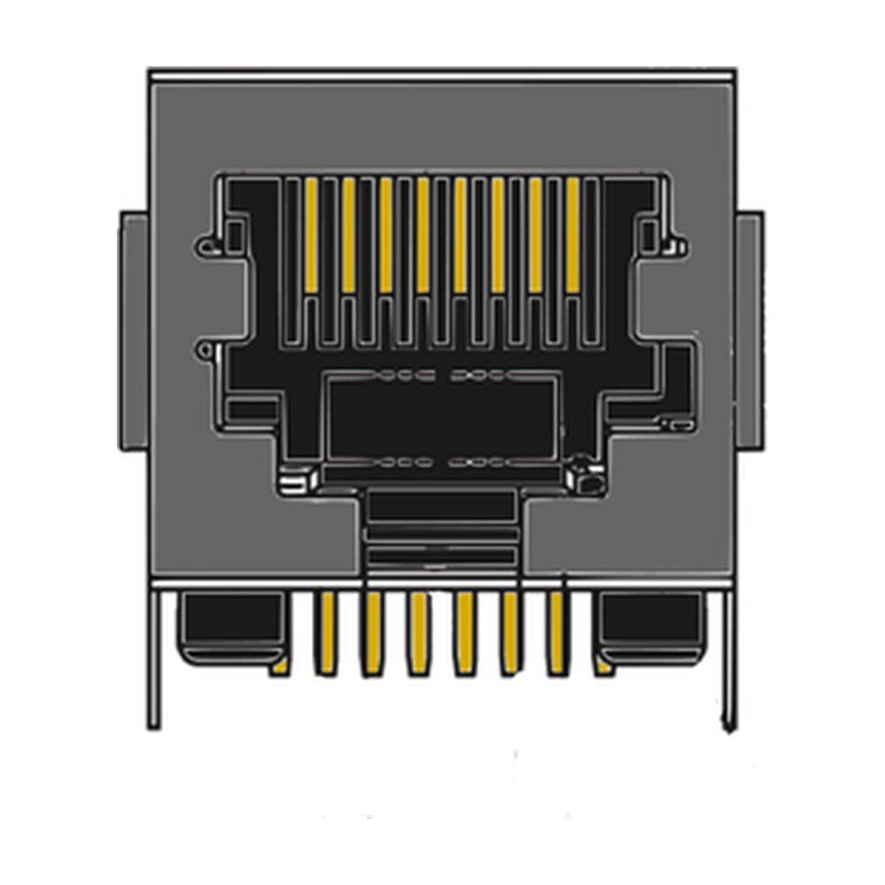 MR-966101 (8P8C) RJ45, DIP, Shielded, Low Profile, Side Entry, Modular PCB Jack, Keyed, Panel Ground