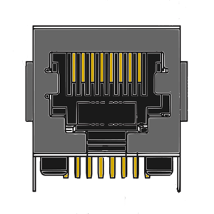 MR-966101 (8P8C) RJ45, DIP, Shielded, Low Profile, Side Entry, Modular PCB Jack, Keyed, Panel Ground