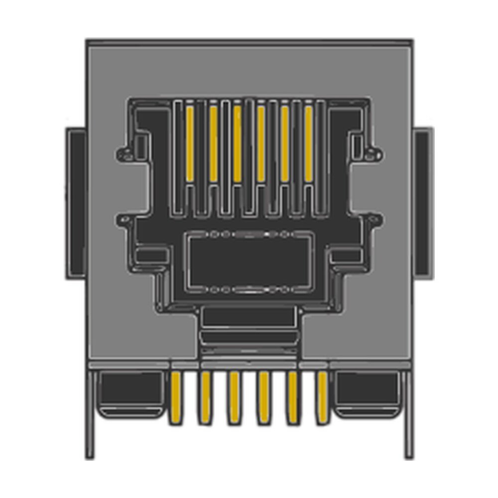 MR-966301 (6P6C) RJ12, DIP, Shielded, Low profile, Side Entry, PCB Jack with Panel Ground