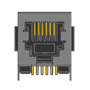 MR-966301 (6P6C) RJ12, DIP, Shielded, Low profile, Side Entry, PCB Jack with Panel Ground