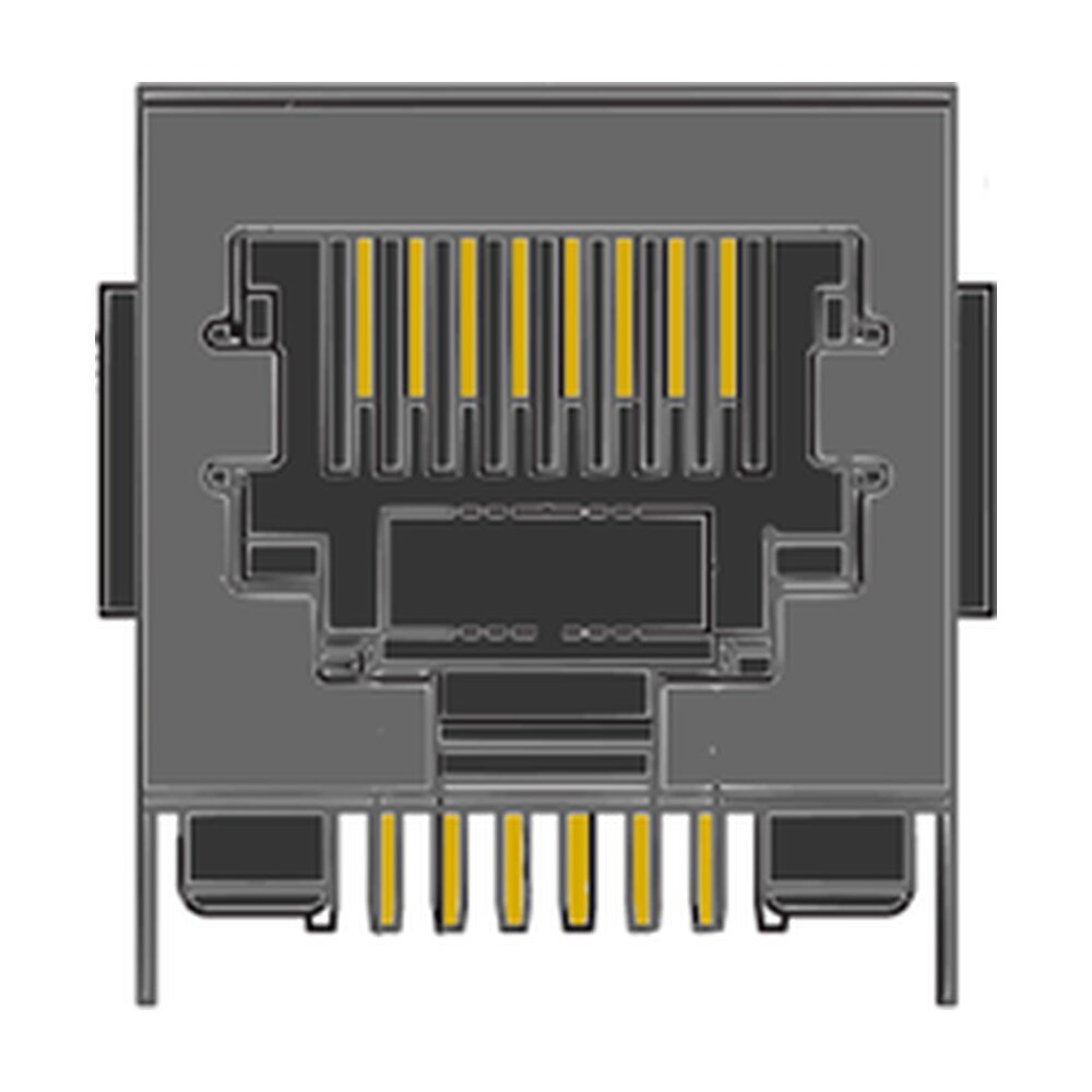 MR-966302 (8P8C) RJ45, DIP, Shielded, Low profile, Side Entry PCB Jack, Panel Ground