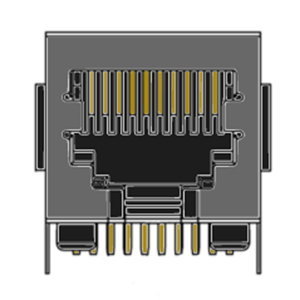 MR-966303 (10P10C), DIP, Shielded, Low profile, Side Entry PCB Jack, Panel Ground