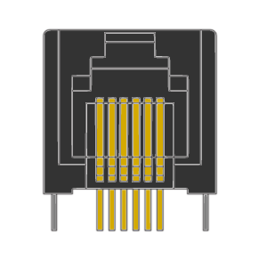 MR-966701 (6P6C) Side Entry, Metal Locking Pegs, PCB Modular Jack
