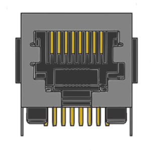 MR-966801 (8P8C) RJ45, Shielded With Key, Low Profile, Side Entry, PCB Modular Jack