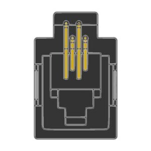 MR-966901 (4P4C) 4Pos. Top Entry, Low Profile, metal Pegs, PCB Modular Jack