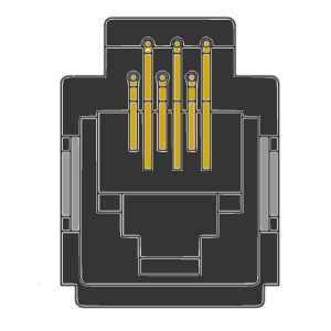 MR-966902 (6P6C) RJ12, 6 Pos. Top Entry, Low Profile, Metal Pegs, PCB Modular Jack