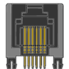 MR-967601 (6P6C) Side Entry, Grounding Tabs, DIP, PCB Modular Jack