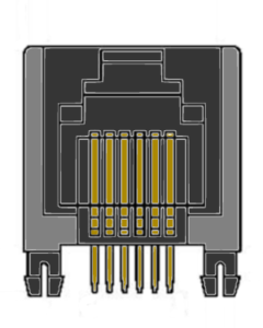 MR-967601 (6P6C) Side Entry, Grounding Tabs, DIP, PCB Modular Jack