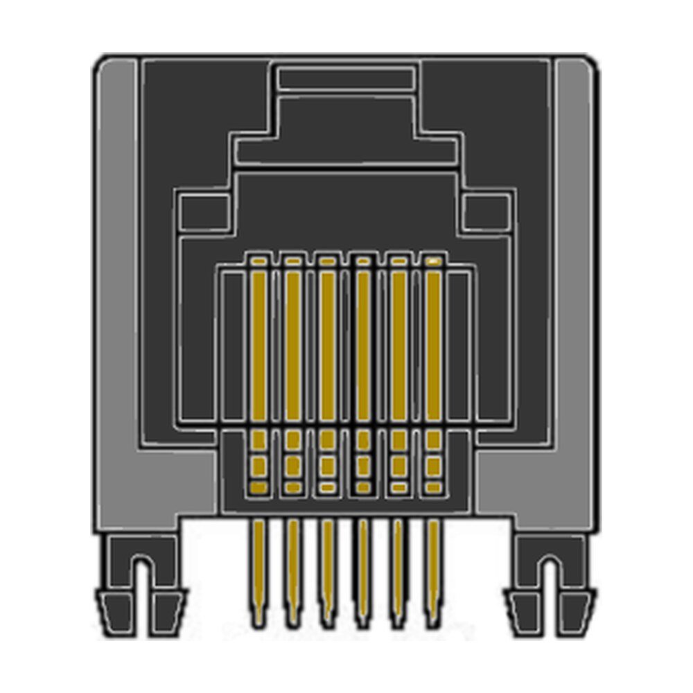 MR-967601 (6P6C) Side Entry, Grounding Tabs, DIP, PCB Modular Jack