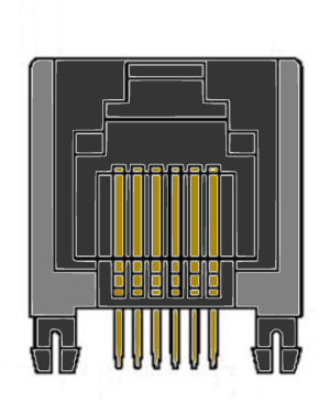 MR-967601 (6P6C) Side Entry, Grounding Tabs, DIP, PCB Modular Jack
