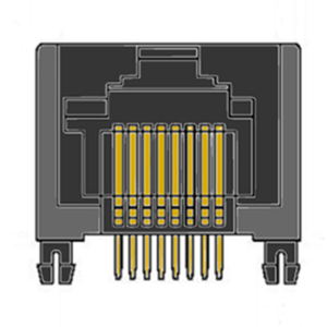 MR-967602 (8P8C) RJ45 Side Entry, Optional Key, Shielded Peg, DIP, PCB Mount Modular Jack