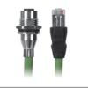 M12 Female Panel Mount to RJ45 Cable, M12 Right Angle 8 Pin X-Coded, Foil Shield, IP67/IP68