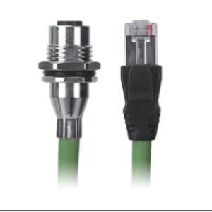 M12 Female Panel Mount to RJ45 Cable, M12 Right Angle 8 Pin X-Coded, Foil Shield, IP67/IP68