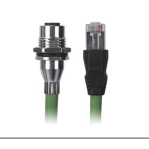 M12 Female Panel Mount to RJ45 Cable, M12 Right Angle 8 Pin X-Coded, Foil Shield, IP67/IP68