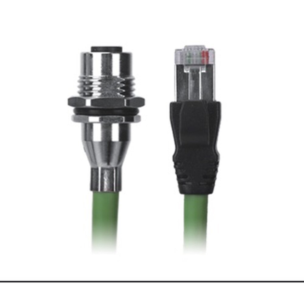 M12 Female Panel Mount to RJ45 Cable, M12 Right Angle 8 Pin X-Coded, Foil Shield, IP67/IP68