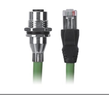 M12 Female Panel Mount to RJ45 Cable, M12 Right Angle 8 Pin X-Coded, Foil Shield, IP67/IP68