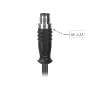 M12, A-Coded Male Straight Connector to Unterminated Shielded Pigtail Cable, Available Pins 3, 4, 5, 8, 12, 17 MR-YL-121004