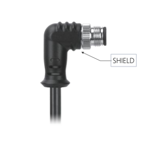 M12, A-Coded Male Right Angle to Unterminated Shielded Pigtail Cable, Available Pins 3, 4, 5, 8, 12, 17 MR-YL121005