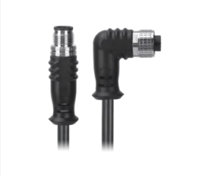 M12, A-Coded Male Straight Connector to Female Right Angle Connector Molded  Cable Available Pins 3, 4, 5, 8, 12, 17, MR-YL121063