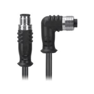 M12, A-Coded Male Straight Connector to Female Right Angle Connector Molded Cable Available Pins 3, 4, 5, 8, 12, 17, MR-YL121