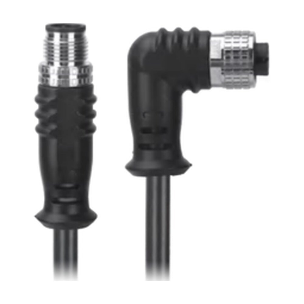 M12, A-Coded Male Straight Connector to Female Right Angle Connector Molded  Cable Available Pins 3, 4, 5, 8, 12, 17, MR-YL121063