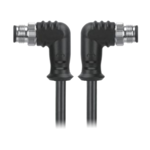 M12, A-Coded Right Angle Male Connector to Right Angle Male Connector Molded Cable, Available Pins 3, 4, 5, 8, 12, 17 MR-YL12