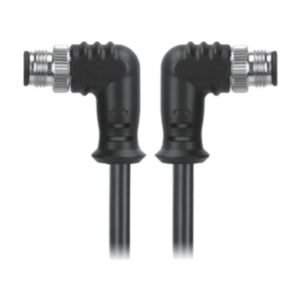 M12, A-Coded Right Angle Male Connector to Right Angle Male Connector Molded Cable, Available Pins 3, 4, 5, 8, 12, 17 MR-YL12