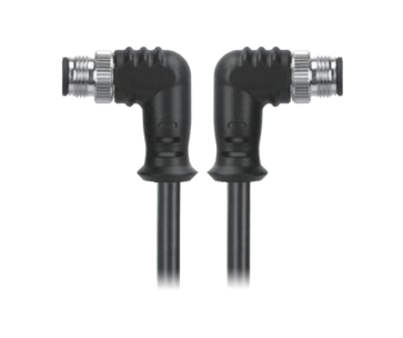 M12, A-Coded Right Angle Male Connector to  Right Angle Male Connector  Molded Cable, Available Pins 3, 4, 5, 8, 12, 17 MR-YL121064