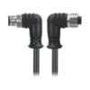 M12, A-Coded Right Angle Male Connector to Right Angle Female