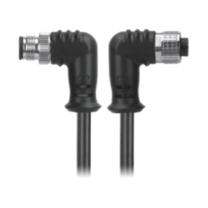 M12, A-Coded Right Angle Male Connector to Right Angle Female
