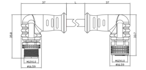 M12, A-Coded Right Angle Male to Right Angle Female 90