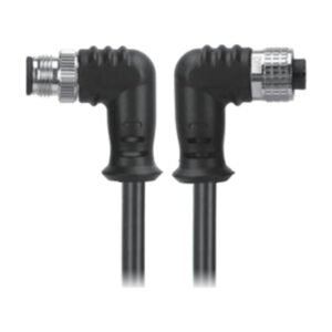 M12, A-Coded Right Angle Male Connector to Right Angle Female