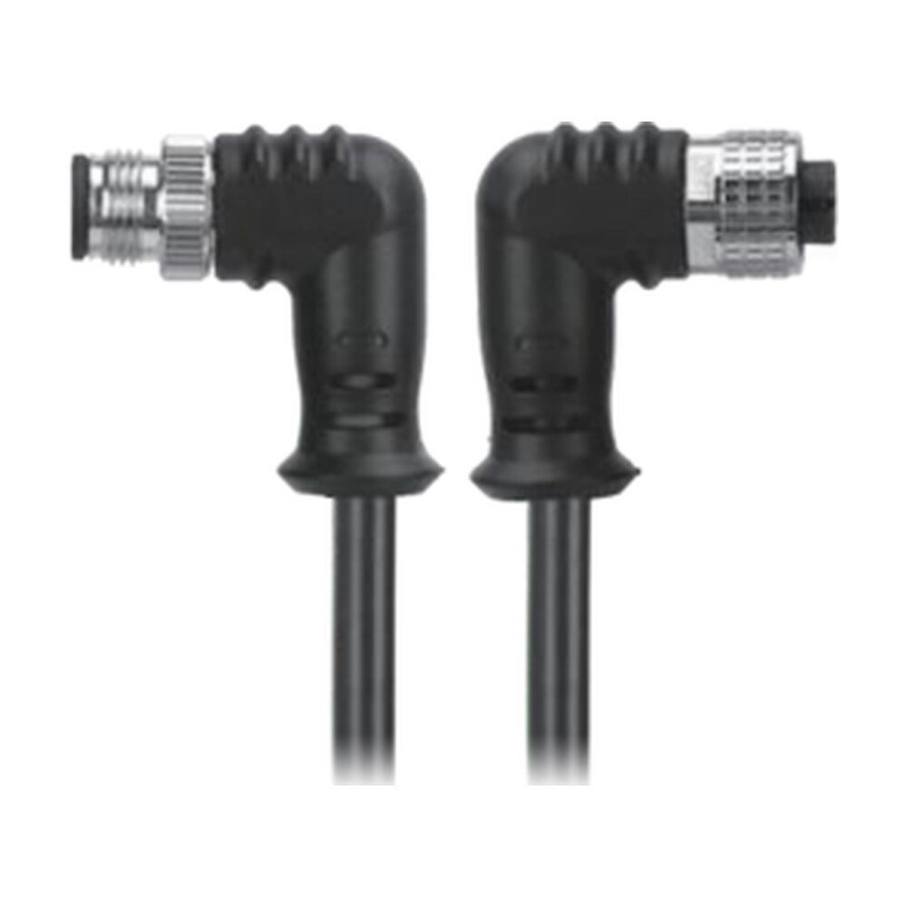 New M12, A-Coded Right Angle Male Connector to Right Angle Female
