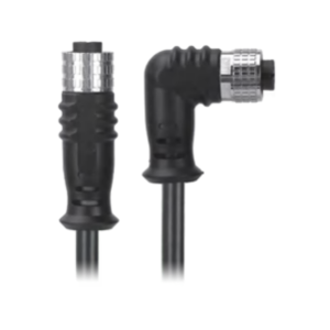 M12, A-Coded Female Straight Connector to Female Right Angle Connector Molded, Cable Available Pins 3, 4, 5, 8, 12, 17, MR-YL