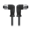 M12, A-Coded Female Right Angle Connector to Female Right Angle Connector Molded, Cable Available Pins 3, 4, 5, 8, 12, 17, MR
