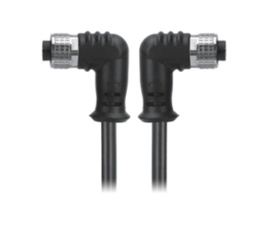 M12, A-Coded Female Right Angle Connector to Female Right Angle Connector Molded, Cable Available Pins 3, 4, 5, 8, 12, 17, MR-YL121069