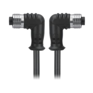 M12, A-Coded Female Right Angle Connector to Female Right Angle Connector Molded, Cable Available Pins 3, 4, 5, 8, 12, 17, MR