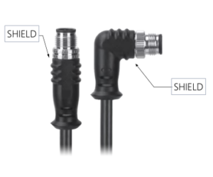 M12, A-Coded Male Straight Connector to Male Right Angle Connector, Shielded Cable, Available Pins  3, 4, 5, 8, 12, 17 MR-YL121071
