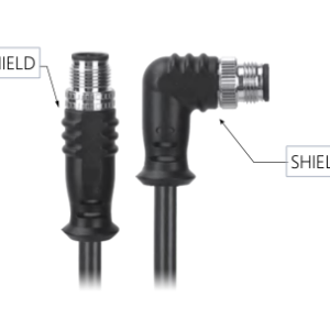 M12, A-Coded Male Straight Connector to Male Right Angle Connector, Shielded Cable, Available Pins 3, 4, 5, 8, 12, 17 MR-YL12