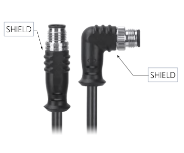 M12, A-Coded Male Straight Connector to Male Right Angle Connector, Shielded Cable, Available Pins  3, 4, 5, 8, 12, 17 MR-YL121071