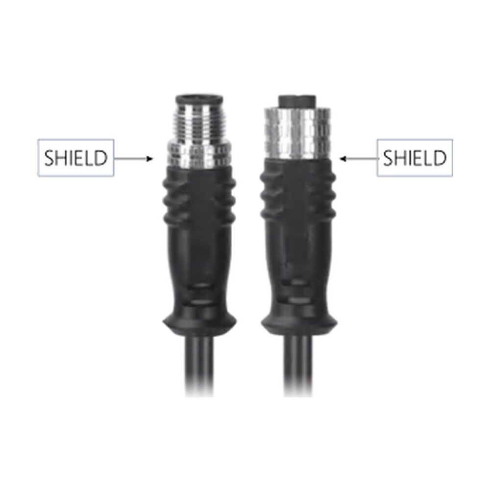 M12, A-Coded Female Straight Connector to Male Straight Connector Molded, Shielded Cable, Available Pins 3, 4, 5, 8, 12, 17, MR-YL121072