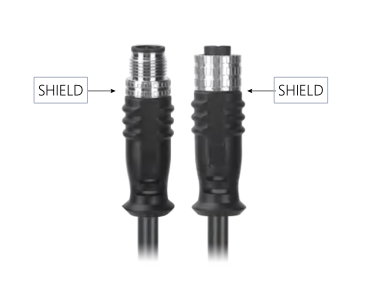 M12, A-Coded Female Straight Connector to Male Straight Connector Molded, Shielded Cable, Available Pins 3, 4, 5, 8, 12, 17, MR-YL121072