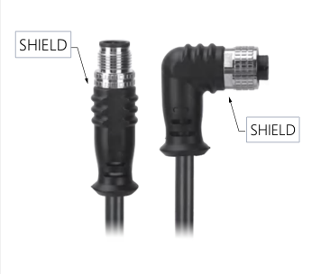 M12, A-Coded Male Straight Connector to Female Right Angle Connector, Shielded Cable, Available Pins  3, 4, 5, 8, 12, 17 MR-YL121073