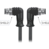 M12, A-Coded Male Right Angle Connector to Male Right Angle Connector Molded, Shielded Cable Available Pins 3, 4, 5, 8, 12, 1
